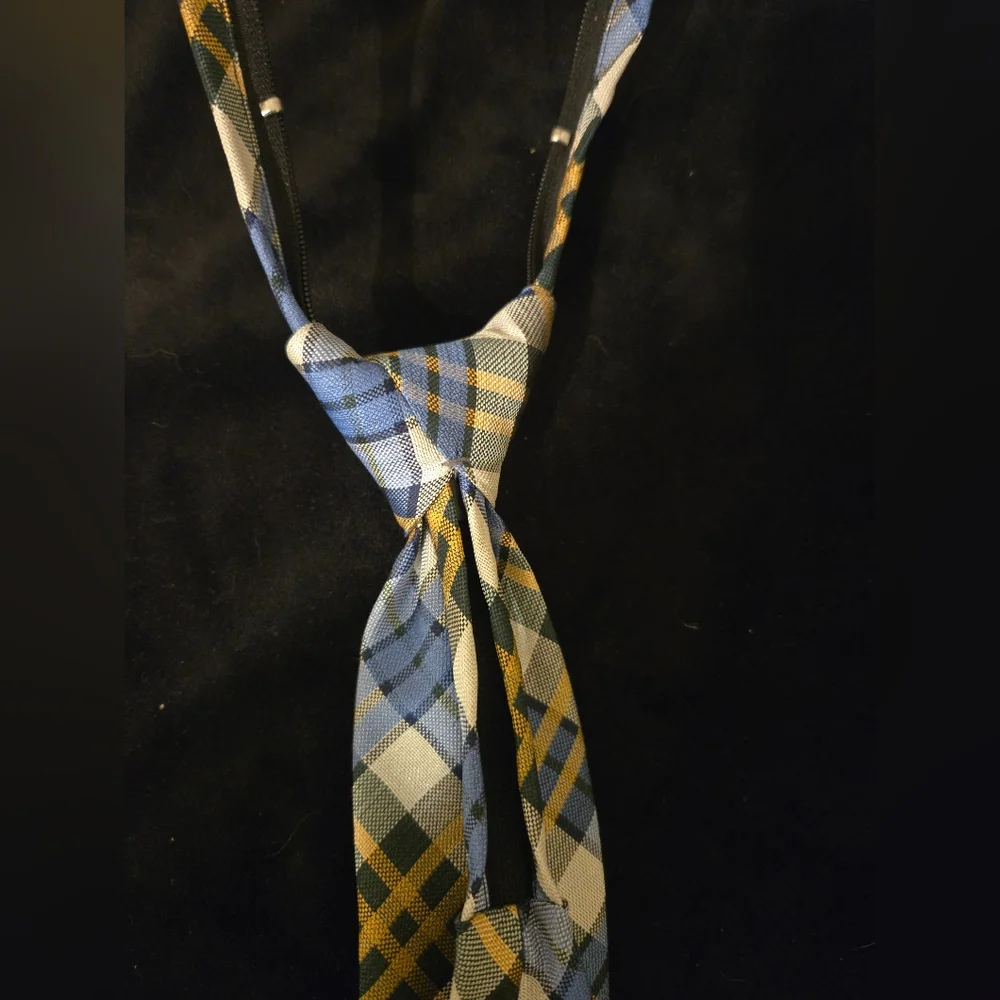 Blue and Yellow Plaid Kids's Tie Size M/L